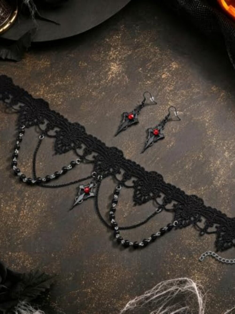 Halloween Gothic Vampire Choker Necklace Jewelry Set for Women | Vampire Victor
